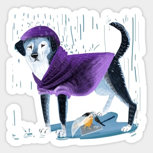 Raincoat puppy an April angel Sticker